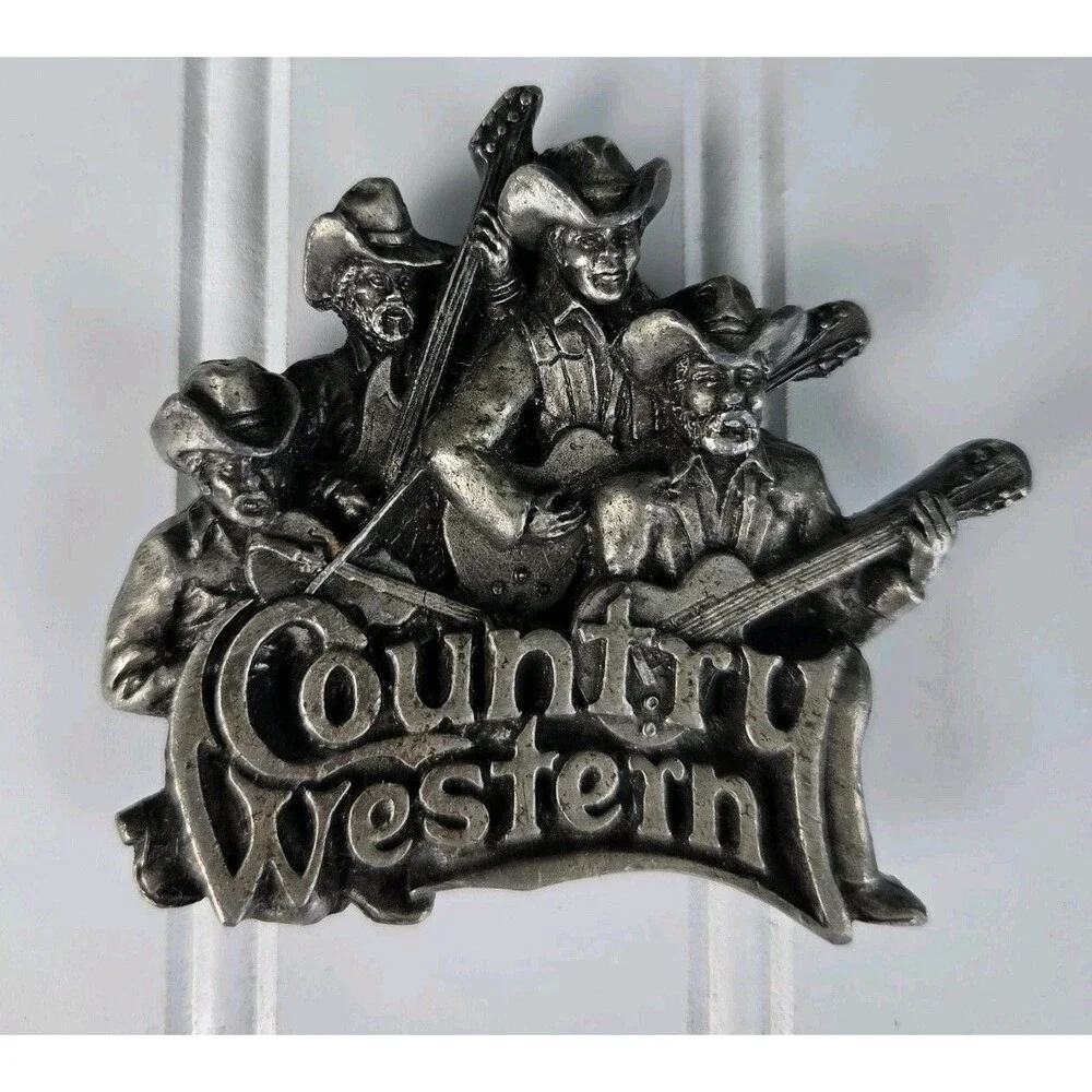 Vintage 1981 Bergamot Brass Works Country Western Belt Buckle USA Music Cowboy